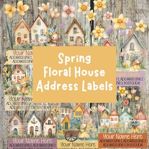 Etiquettes d'adresse florales printanières pour maison