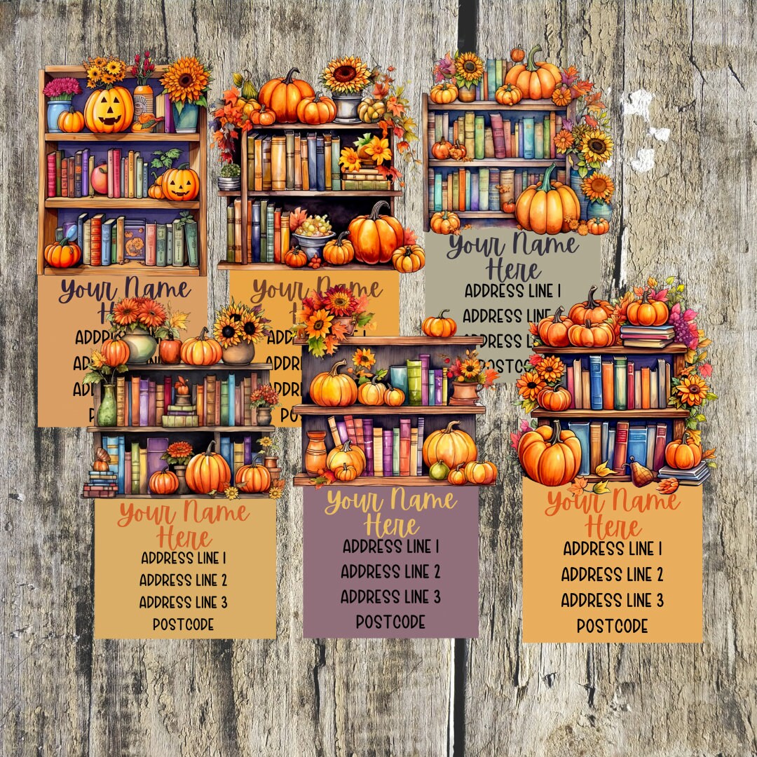 Pumpkin Bookcase Address Labels - Etsy