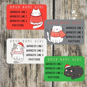Weihnachtskatze Mini Adressetiketten Mischbogen