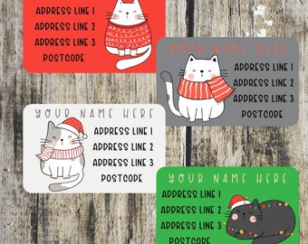 Etiquetas navideñas con forma de gato (tamaño mini) - hoja surtida