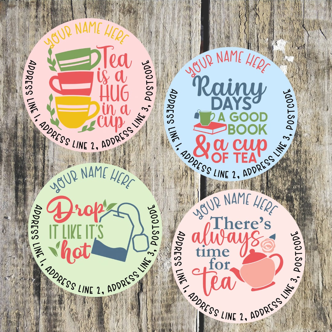 Tea Label Round Sticker Round Tea Address Labels - Etsy