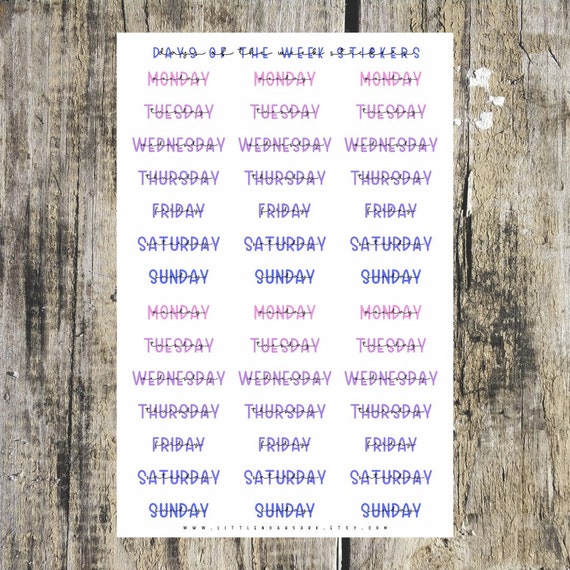 Days Of The Week Stickers | 3 Options