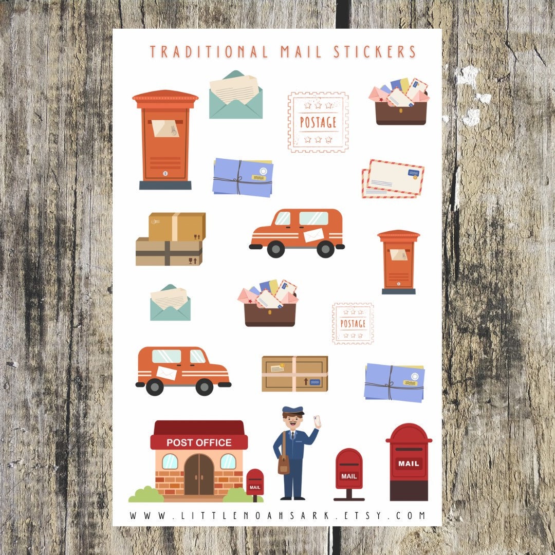 Traditional Mail Stickers Etsy