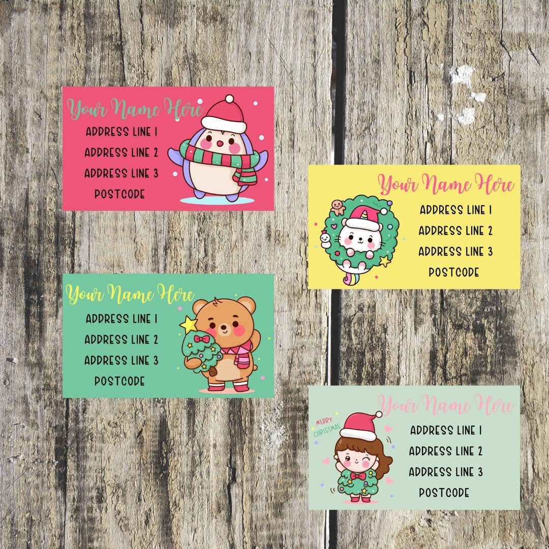 Christmas Kawaii Mini Address Labels Mixed Sheet - Etsy