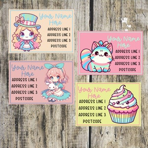 Etiquetas de dirección de Alice Kawaii, hojas mixtas