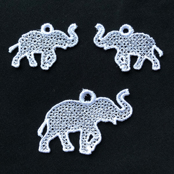 FSL Elephant  Embroidery Design File - jewelry - charm - multiple formats - one color design - instant download