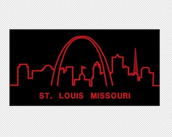 St Louis Embroidered Script Satin Stitch Full Chest Design Missouri MO