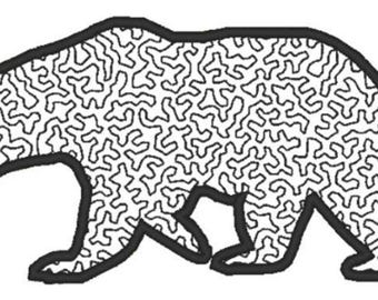 Applique black Bear Embroidery Design File - multiple formats - 3 variations, 3 sizes - instant download