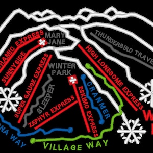 A Winter Park Ski Trial Map Stickdatei - zwei Größen - mehrere Formate - sofortiger Download