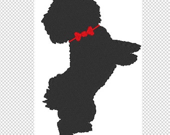 Dog Silhouette - Bichon - Embroidery Design File - Instant Download - 2 sizes multiple formats