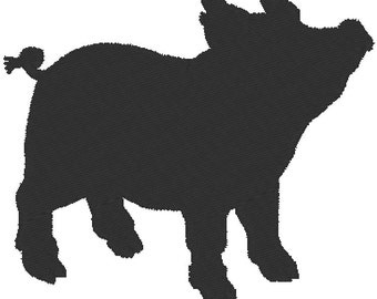 Silhouette - Pig Embroidery - Design file Instant download - 3 sizes