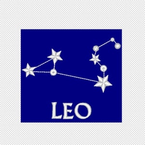 LEO celestial zodiac embroidery design - 2 sizes - multiple formats- instant download
