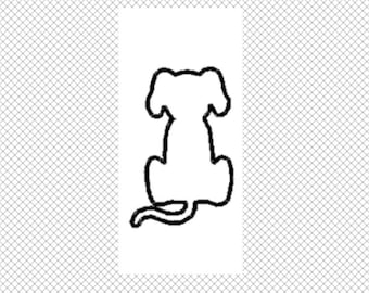 Sitting Puppy Outline satin stitch  Embroidery Design File - multiple formats - one color design -5 sizes - instant download