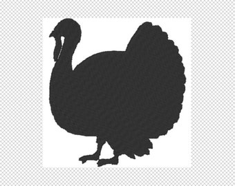 Turkey Silhouette Machine Embroidery Design File - Instant Download -4x4 hoop - multiple formats  -facing 2 directions - 4 sizes