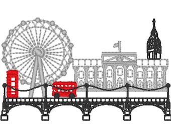 London City Skyline - City Scape - Travel Machine embroidery - multiple formats sized for a 4x4 hoop