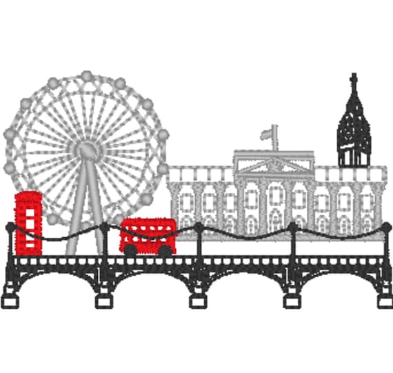 London City Skyline - City Scape - Travel Machine embroidery - multiple formats sized for a 4x4 hoop