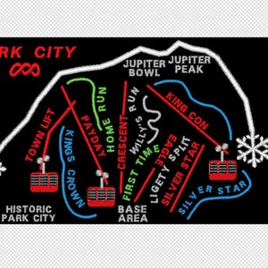 Een Park City Utah-skipadkaart borduurontwerpbestand - twee maten - meerdere indelingen - direct downloaden