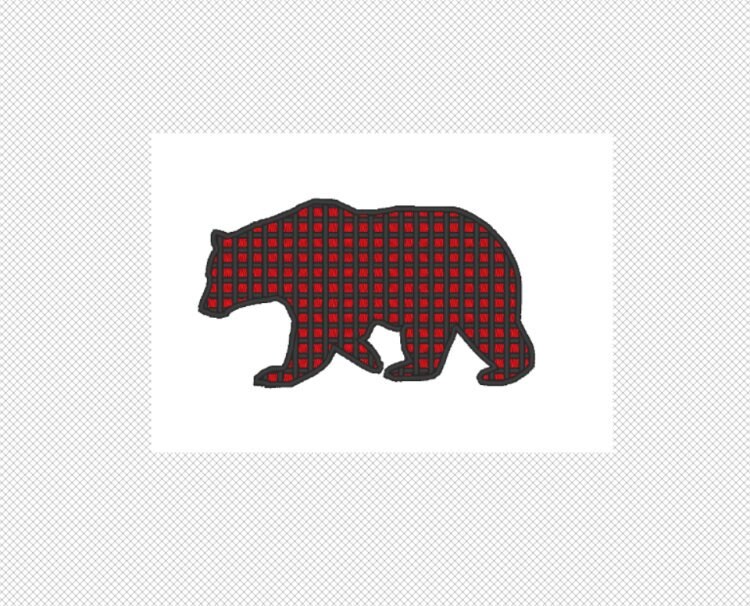 Buffalo Check Black Bear Embroidery Design File - multiple formats - two color design -4 sizes - instant download
