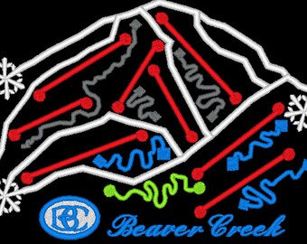 Beaver Creek Colorado Ski Trail Map Embroidery Design File -NO TEXT version -  multiple formats - instant download