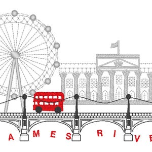 B London City Skyline - City Scape - Travel Machine embroidery - multiple formats and sizes