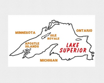 Lake Superior embroidery design file, multiple sizes, instant download