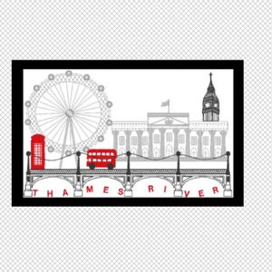 London City Skyline City Scape Travel Machine embroidery multiple formats and sizes image 2