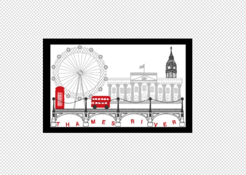 London City Skyline City Scape Travel Machine embroidery multiple formats and sizes image 2