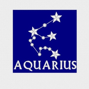 Aquarius celestial zodiac embroidery design - 2 sizes - multiple formats- instant download