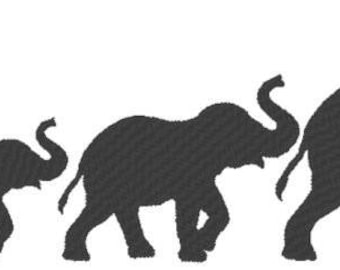 Elephant Embroidery Design File -solid fill- multiple formats - one color design -4 sizes - instant download
