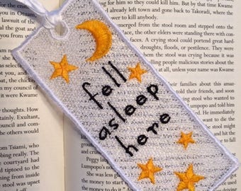 FSL BookMark Fell Asleep Here-  Book Lovers Gift - FSL - Embroidery Design - Multiple Formats - sizes