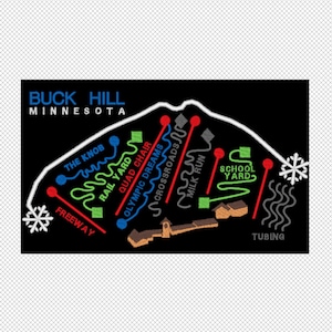 Een Buck Hill Minnesota Ski Trail kaart borduurwerk ontwerpbestand - twee maten - meerdere formaten - direct downloaden