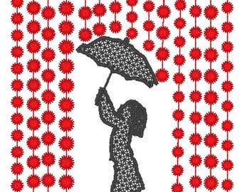 Girl with Umbrella 4x4 2 versions