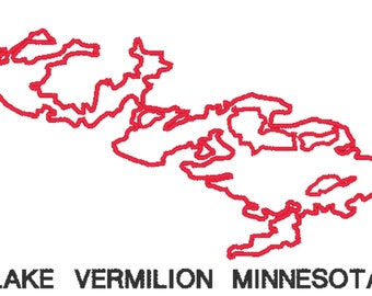 Lake Vermilion in Northern Minnesota machine embroidery design file, 2 sizes, mulitple formats, instant download