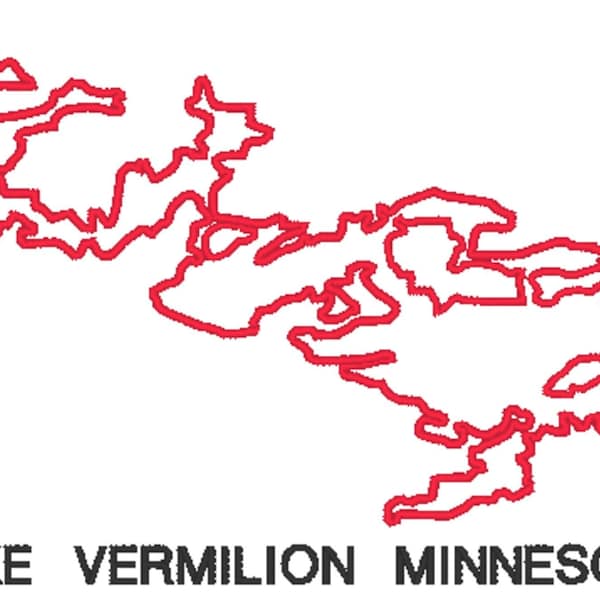 Lake Vermilion in Northern Minnesota machine embroidery design file, 2 sizes, mulitple formats, instant download