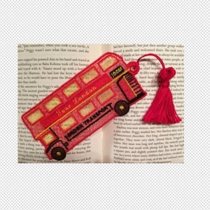 FSL BookMark London Double Decker Bus- Book Lovers Gift - FSL - Embroidery Design - Multiple Formats