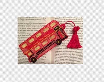 FSL BookMark London Double Decker Bus- Book Lovers Gift - FSL - Embroidery Design - Multiple Formats