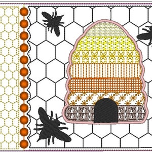 A Mug Rug - Beehive embroidery design - 5 x 7 hoop - multiple formats - instructions included