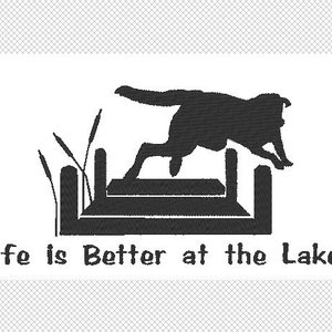 Lake Dog Embroidery Design - Life is Better, Multiple Formats (Instant Download) image 4