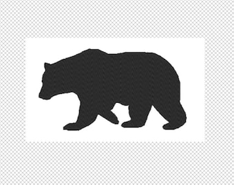 Solid black Bear Embroidery Design File - multiple formats - one color design -3 sizes - instant download
