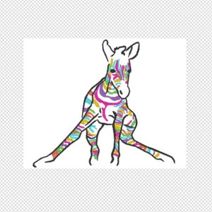 Colorful Zebra Embroidery Design File - multiple formats - 5x7 hoop - instant download