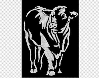 Angus Cattle - Cow - Steer - Embroidery Design Instant Download multiple formats, sizes