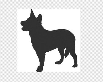 Australian Cattle dog Embroidery Design File - plusieurs formats - design d’une couleur - 4 tailles - téléchargement instantané - broderie de silhouette