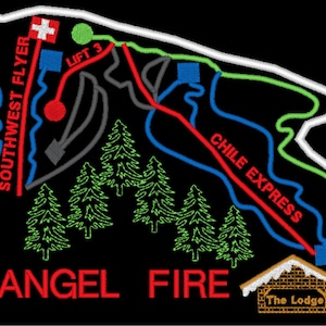Angel Fire New Mexico Resort skiroute kaart borduurwerk ontwerpbestand - meerdere formaten - direct downloaden -
