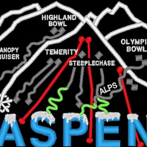Aspen Colorado Trail Map Embroidery Design File - meerdere formaten - directe download
