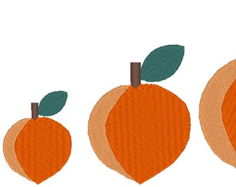 Peach Embroidery Design, mulitple sizes, multiple formats