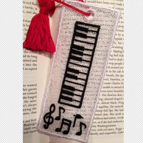 FSL BookMark Piano Keys- Music Lover Gift -  Book Lovers Gift - FSL - Embroidery Design - Multiple Formats