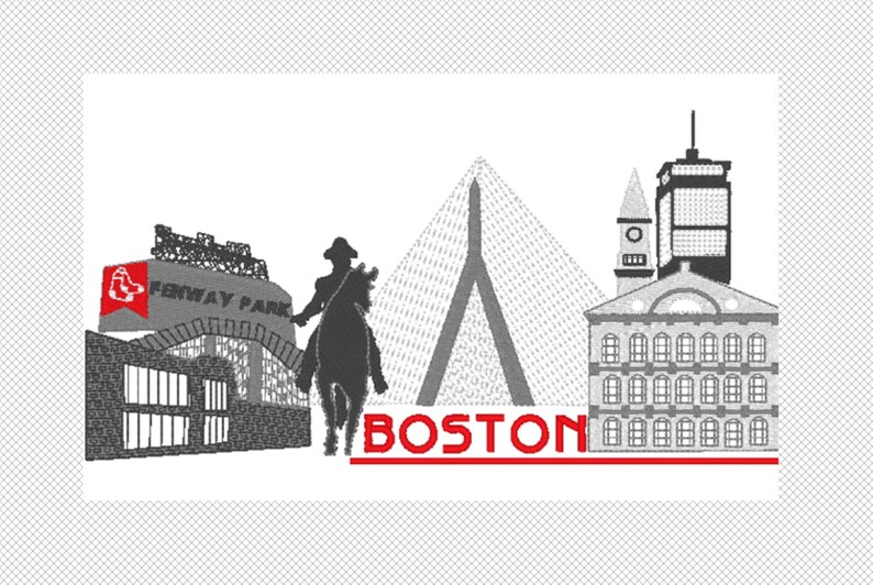 Boston Skyline Embroidery Design – Fenway, Zakim Bridge (multiple Sizes ...