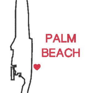 z Palm Beach FL-kaart - 5 x 7 cordonsteekomtrek PES-formaat