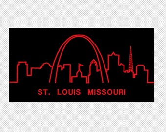 St Louis- City Skyline - Missouri - Embroidery Design File - multiple formats - 2 sizes- instant download