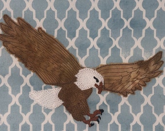 Raw Edge Eagle Applique Machine Embroidery Design 5x7 hoop